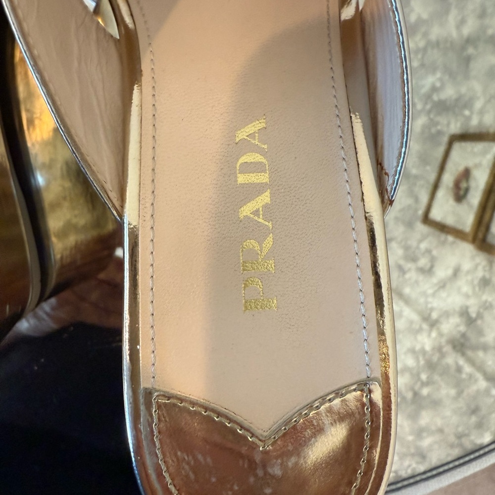 Prada Metallic Gold Wedge Sandals Size US 11(41.5eu) - Picture 4 of 15
